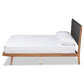 Jarlan Modern and Contemporary Transitional Charcoal Fabric Upholstered and Walnut Brown Finished Wood Full Size Platform Bed FredCo