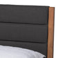 Jarlan Modern and Contemporary Transitional Charcoal Fabric Upholstered and Walnut Brown Finished Wood Full Size Platform Bed FredCo