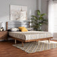Jarlan Modern and Contemporary Transitional Grey Fabric Upholstered and Walnut Brown Finished Wood Queen Size Platform Bed FredCo