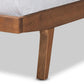 Jarlan Modern and Contemporary Transitional Grey Fabric Upholstered and Walnut Brown Finished Wood Queen Size Platform Bed FredCo