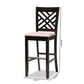 Jason Modern and Contemporary Sand Fabric Upholstered and Espresso Brown Finished Wood 2-Piece Bar Stool Set FredCo