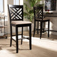 Jason Modern and Contemporary Sand Fabric Upholstered and Espresso Brown Finished Wood 2-Piece Bar Stool Set FredCo