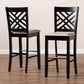 Jason Modern and Contemporary Sand Fabric Upholstered and Espresso Brown Finished Wood 2-Piece Bar Stool Set FredCo