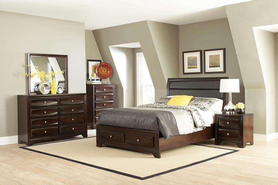 Jaxson Storage Bedroom Set Cappuccino Coaster Eastern King 4 Piece FredCo