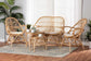 Jayden Modern Bohemian White Fabric Upholstered and Natural Brown Finished Rattan 5-Piece Living Room Set FredCo
