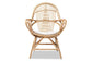 Jayden Modern Bohemian White Fabric Upholstered and Natural Brown Finished Rattan Accent Chair FredCo