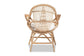 Jayden Modern Bohemian White Fabric Upholstered and Natural Brown Finished Rattan Accent Chair FredCo