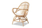 Jayden Modern Bohemian White Fabric Upholstered and Natural Brown Finished Rattan Accent Chair FredCo