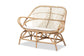 Jayden Modern Bohemian White Fabric Upholstered and Natural Brown Finished Rattan Loveseat FredCo