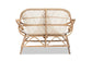 Jayden Modern Bohemian White Fabric Upholstered and Natural Brown Finished Rattan Loveseat FredCo