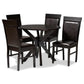 Jeane Modern and Contemporary Dark Brown Faux Leather Upholstered and Dark Brown Finished Wood 5-Piece Dining Set FredCo