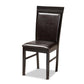 Jeane Modern and Contemporary Dark Brown Faux Leather Upholstered and Dark Brown Finished Wood 5-Piece Dining Set FredCo