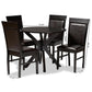 Jeane Modern and Contemporary Dark Brown Faux Leather Upholstered and Dark Brown Finished Wood 5-Piece Dining Set FredCo