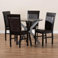 Jeane Modern and Contemporary Dark Brown Faux Leather Upholstered and Dark Brown Finished Wood 5-Piece Dining Set FredCo