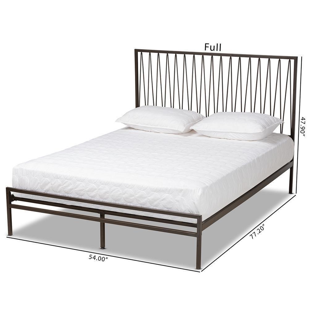 Jeanette Modern and Contemporary Black Finished Metal Full Size Platform Bed FredCo