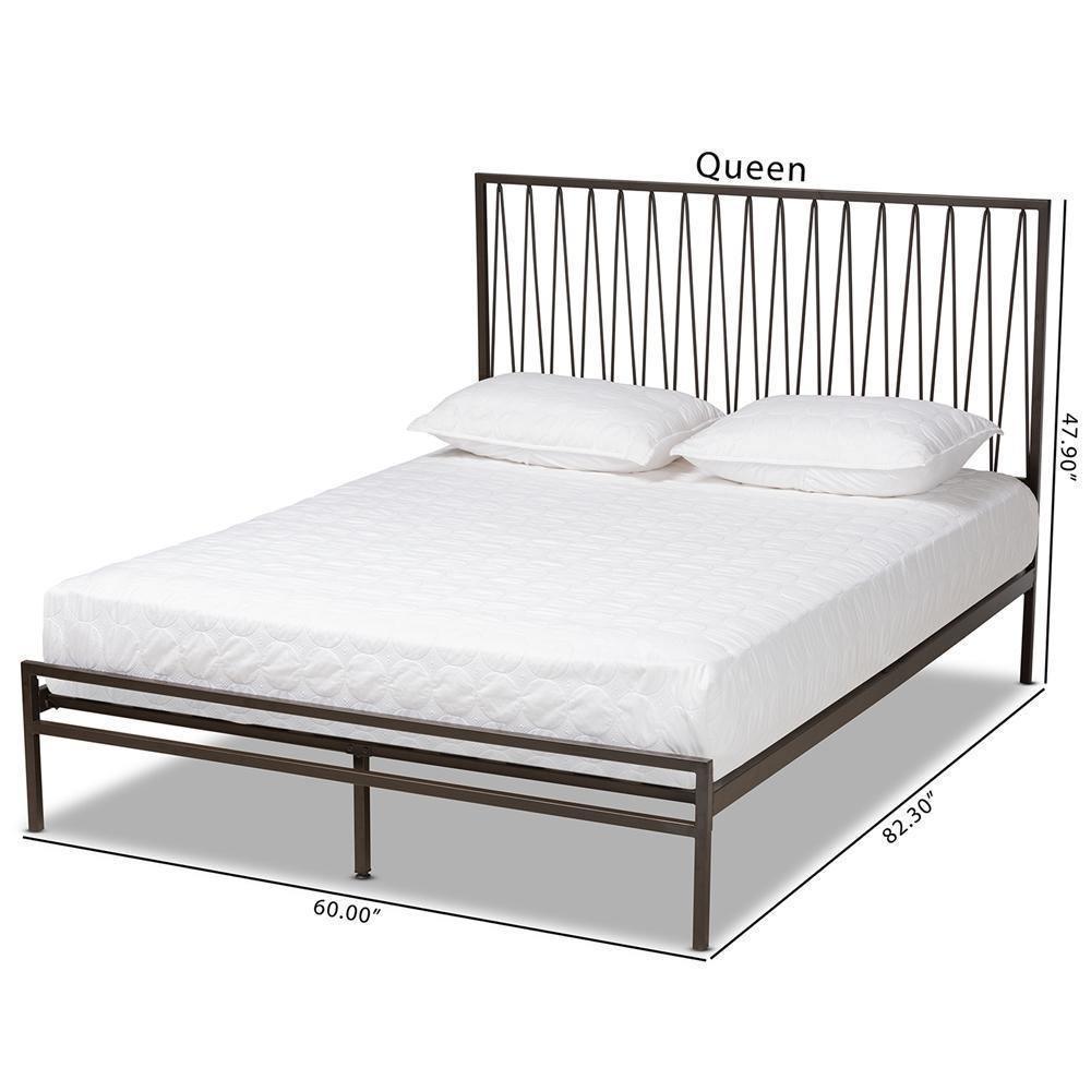 Jeanette Modern and Contemporary Black Finished Metal Queen Size Platform Bed FredCo