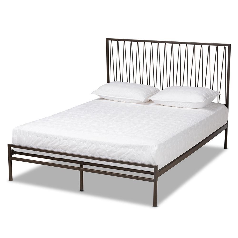 Jeanette Modern and Contemporary Black Finished Metal Queen Size Platform Bed FredCo