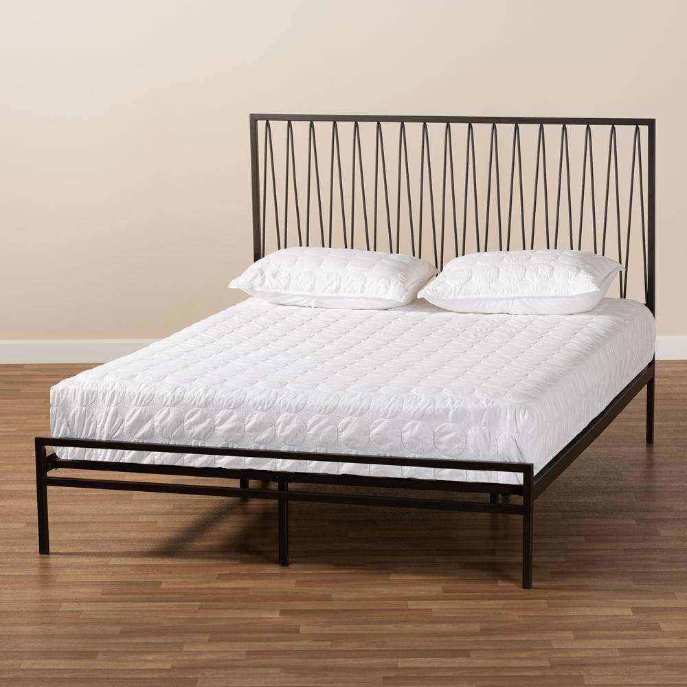 Jeanette Modern and Contemporary Black Finished Metal Queen Size Platform Bed FredCo
