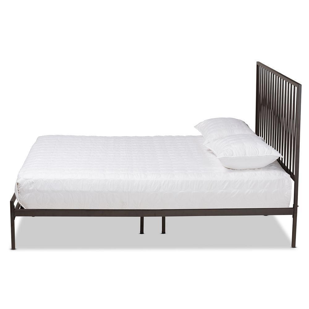 Jeanette Modern and Contemporary Black Finished Metal Queen Size Platform Bed FredCo