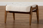 Jeanine Japandi Cream Boucle Fabric and Walnut Brown Finished Rubberwood Ottoman Footstool FredCo