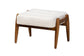 Jeanine Japandi Cream Boucle Fabric and Walnut Brown Finished Rubberwood Ottoman Footstool FredCo
