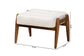 Jeanine Japandi Cream Boucle Fabric and Walnut Brown Finished Rubberwood Ottoman Footstool FredCo