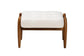 Jeanine Japandi Cream Boucle Fabric and Walnut Brown Finished Rubberwood Ottoman Footstool FredCo
