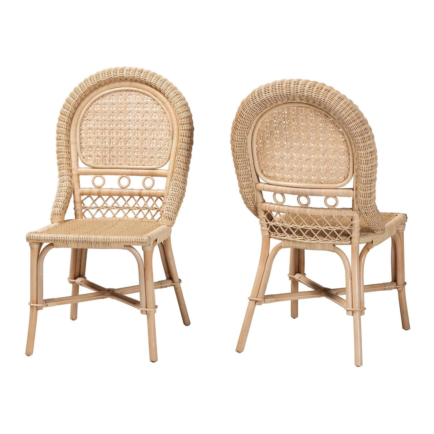 Jelita Modern Bohemian Natural Brown Rattan Dining Chair FredCo