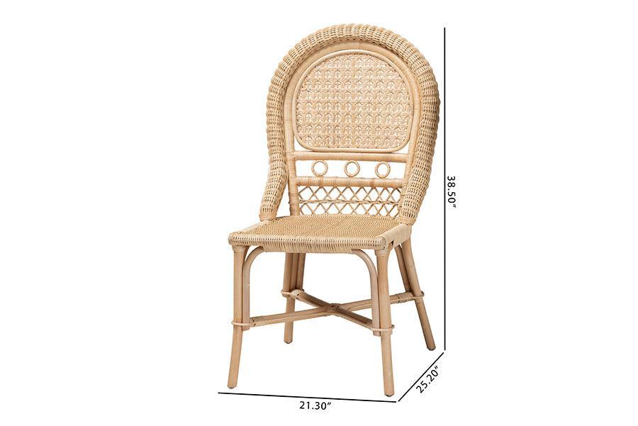 Jelita Modern Bohemian Natural Brown Rattan Dining Chair FredCo