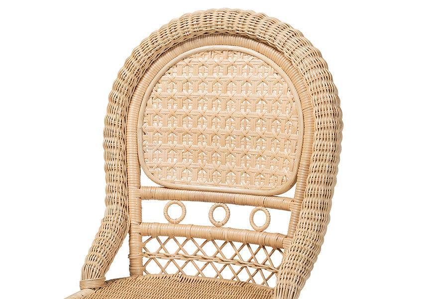 Jelita Modern Bohemian Natural Brown Rattan Dining Chair FredCo
