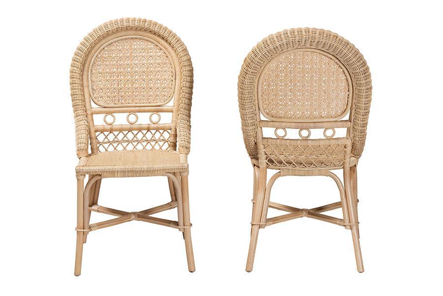 Jelita Modern Bohemian Natural Brown Rattan Dining Chair FredCo