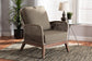 Jennifer Mid-Century Transitional Grey Woven Rope Mahogany Accent Chair FredCo