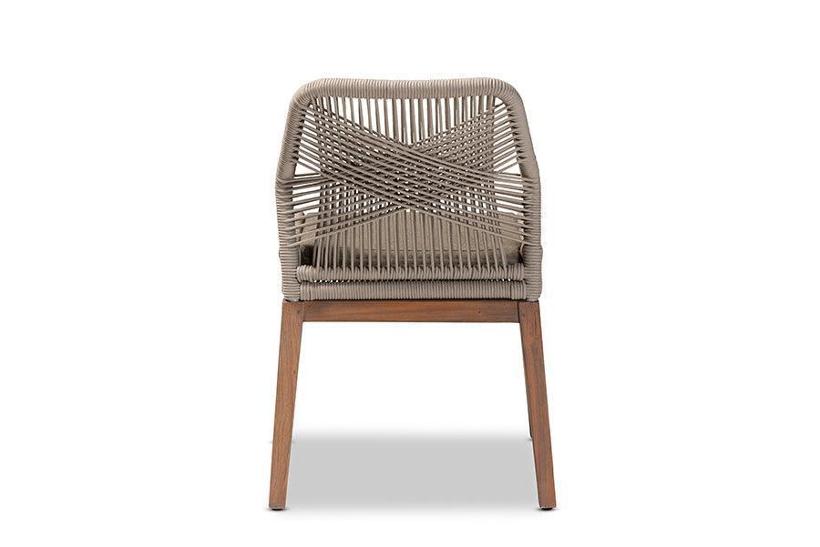 Jennifer Mid-Century Transitional Grey Woven Rope Mahogany Dining Side Chair FredCo