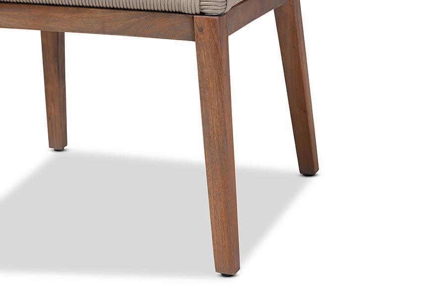 Jennifer Mid-Century Transitional Grey Woven Rope Mahogany Dining Side Chair FredCo