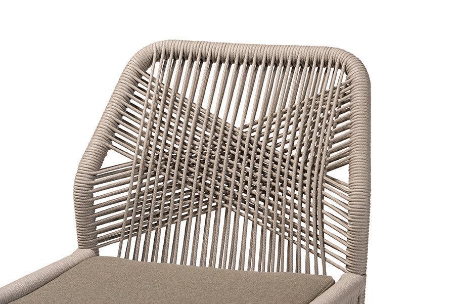 Jennifer Mid-Century Transitional Grey Woven Rope Mahogany Dining Side Chair FredCo