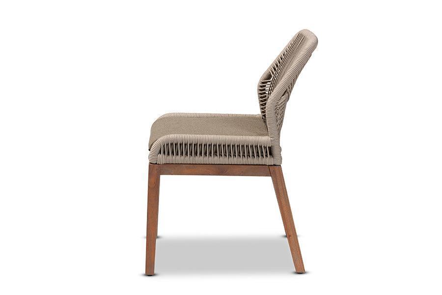 Jennifer Mid-Century Transitional Grey Woven Rope Mahogany Dining Side Chair FredCo