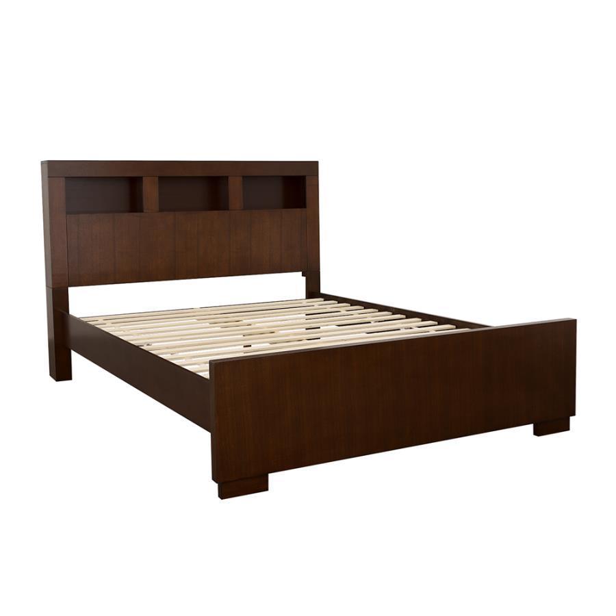 Jessica California King Bed with Storage Headboard Cappuccino Coaster FredCo