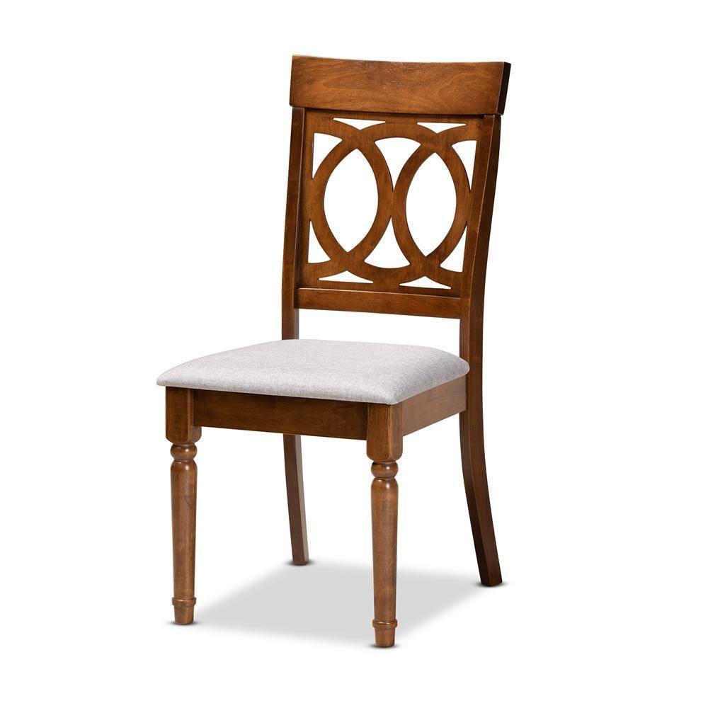 Jessie Modern and Contemporary Grey Fabric Upholstered and Walnut Brown Finished Wood 7-Piece Dining Set FredCo