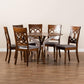 Jessie Modern and Contemporary Grey Fabric Upholstered and Walnut Brown Finished Wood 7-Piece Dining Set FredCo