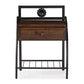Jevenci Vintage Antique Dark Bronze Metal and Walnut Wood 1-drawer Nightstand FredCo