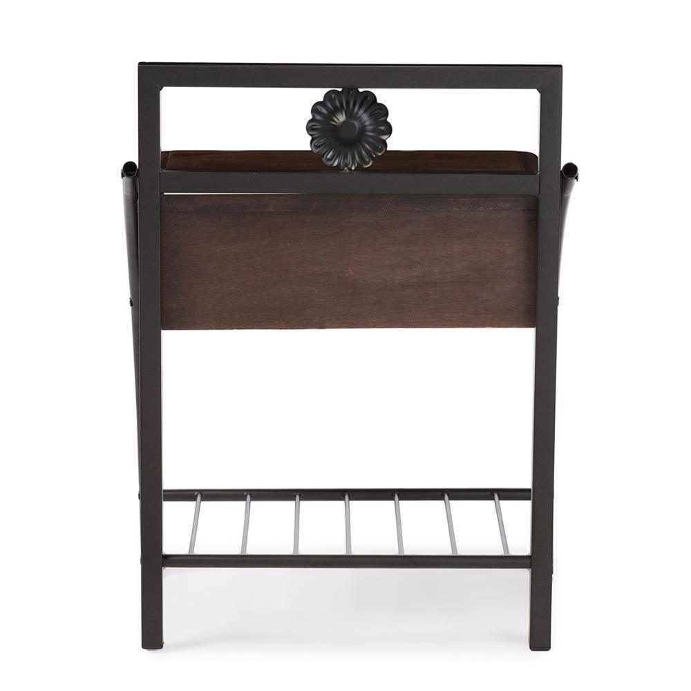 Jevenci Vintage Antique Dark Bronze Metal and Walnut Wood 1-drawer Nightstand FredCo