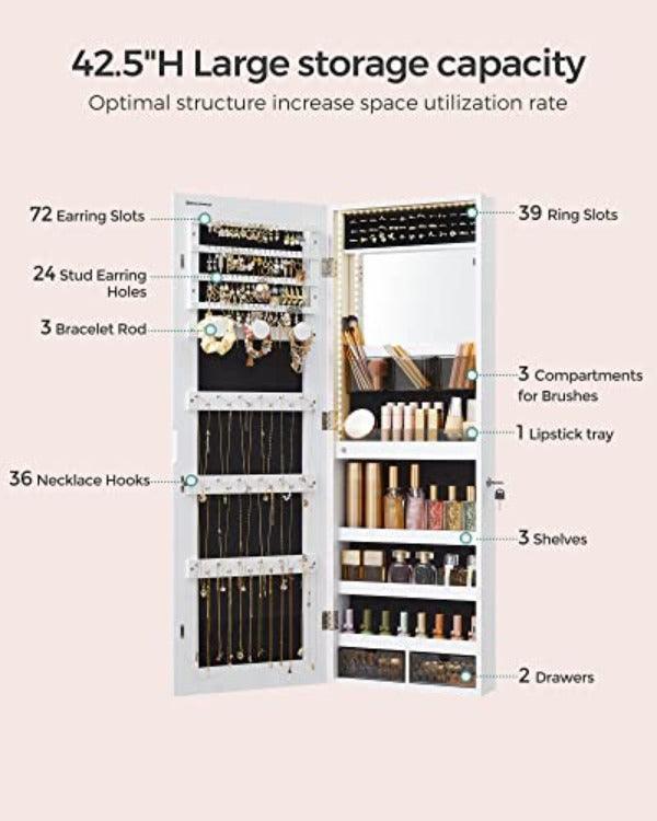 Jewelry Armoire Organizer with LED Lights Pink FredCo