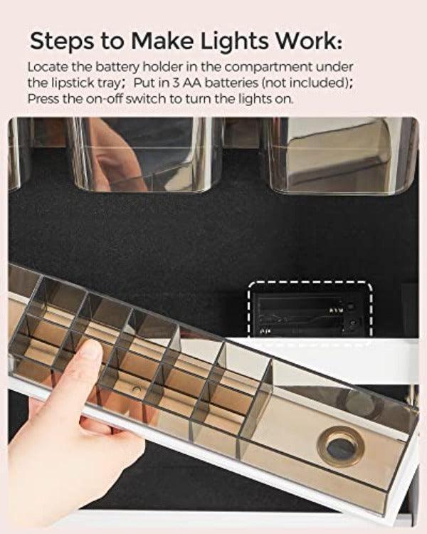 Jewelry Armoire Organizer with LED Lights Pink FredCo