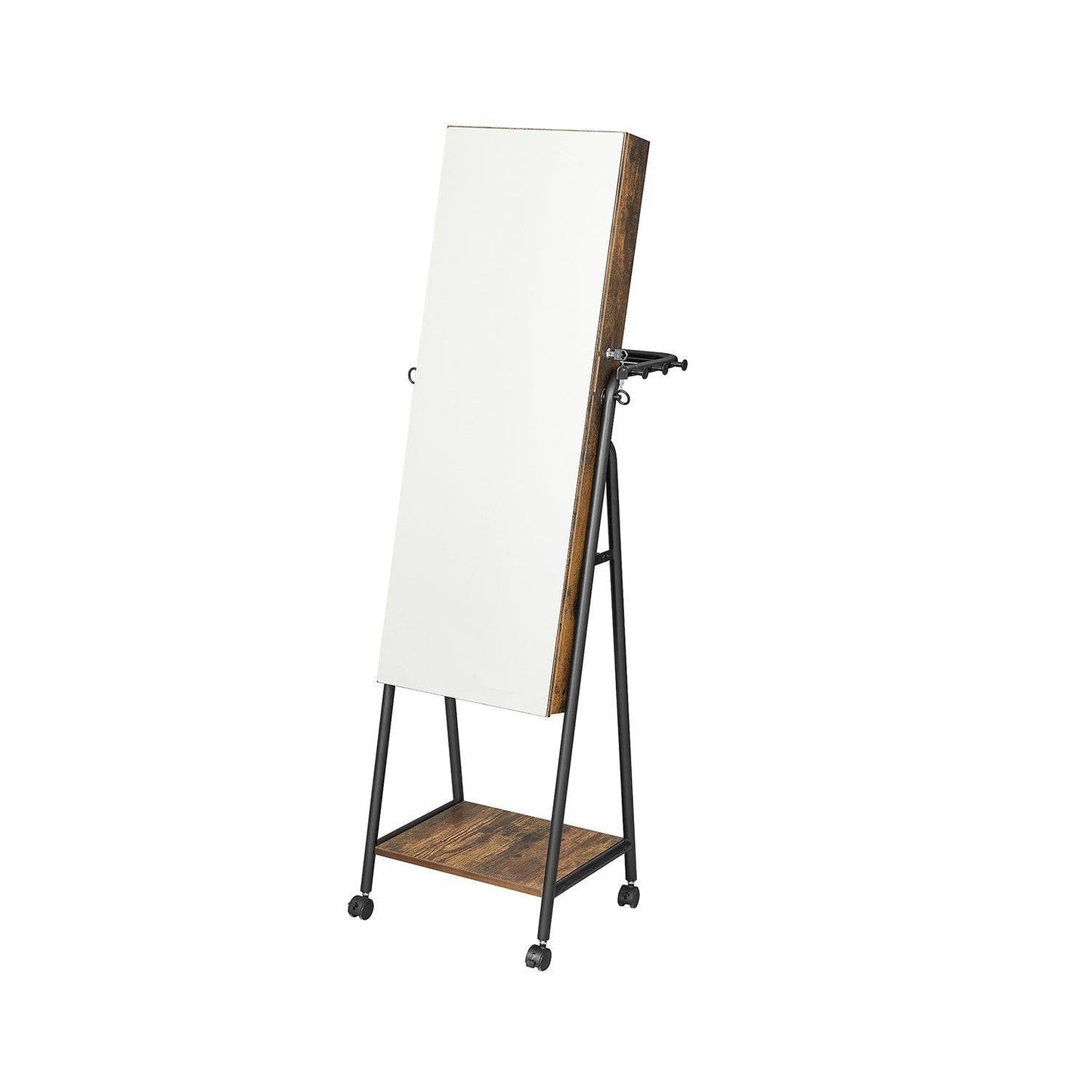 Jewelry Armoire with Mirror, 6 Led Rustic Brown FredCo