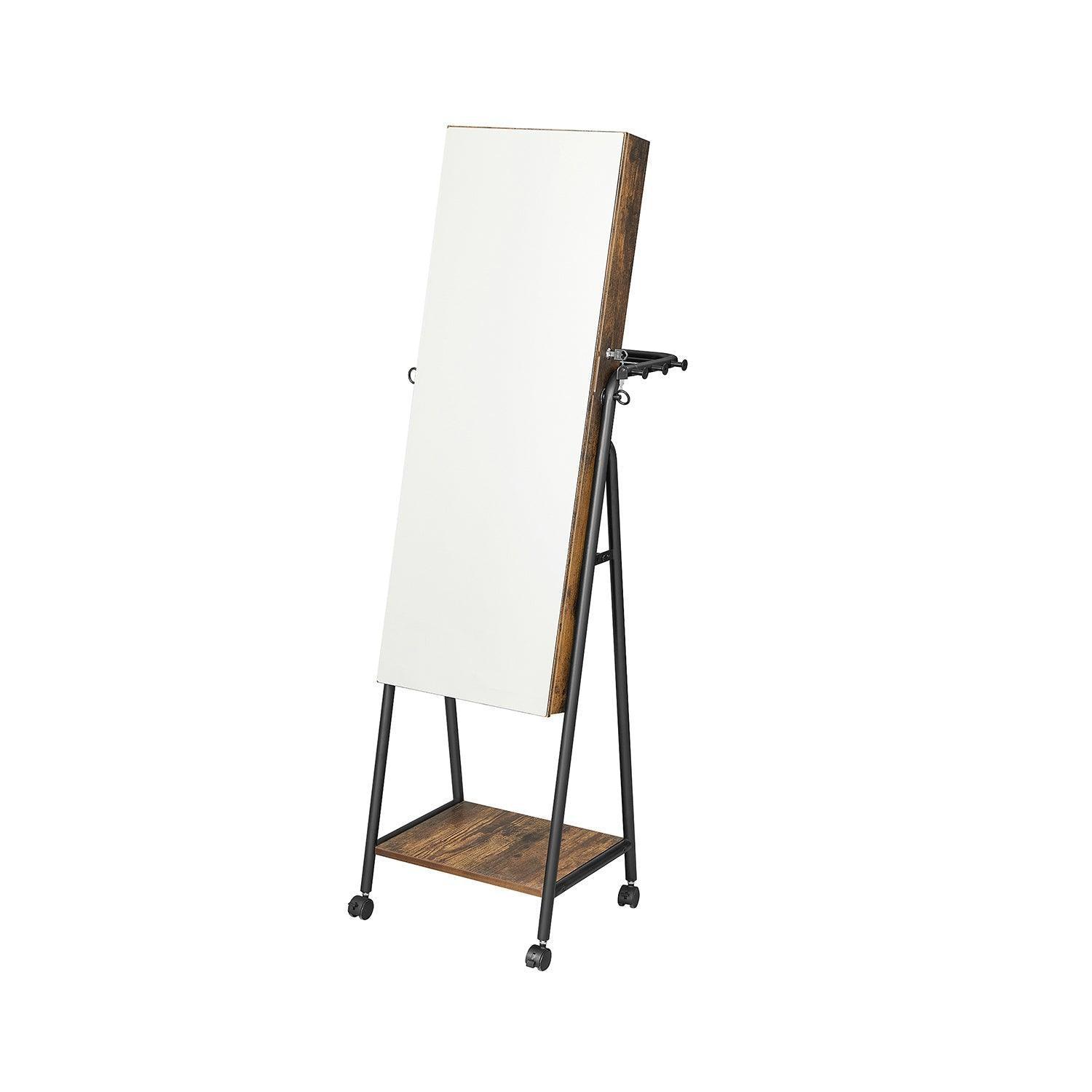 Jewelry Armoire with Mirror, 6 Led Rustic Brown FredCo
