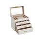 Jewelry Box with Glass Lid, 3 Drawer, White FredCo