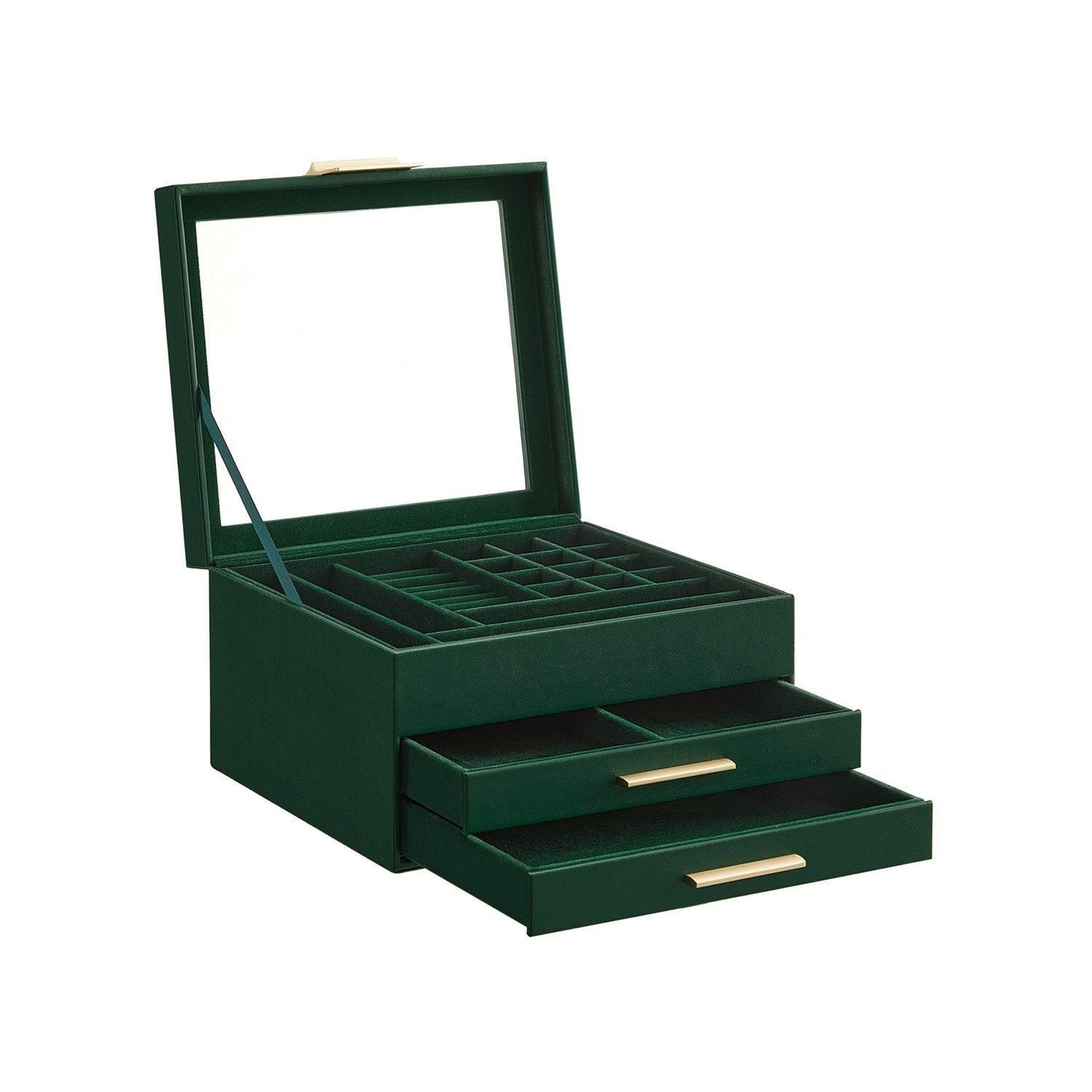 Jewelry Box with Glass Lid Forest Green FredCo