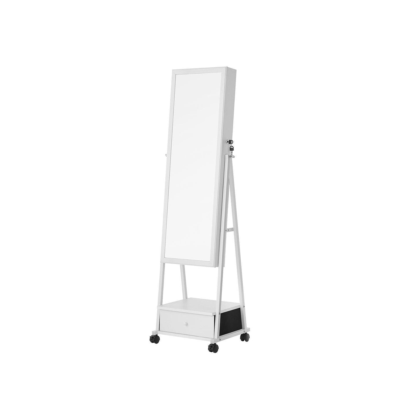 Jewelry Cabinet Floor Standing Distressed White 60" FredCo