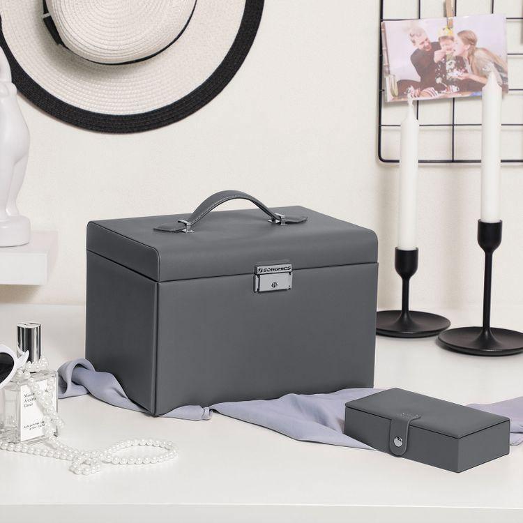 Jewelry Organizer Case with 2 Drawers Gray FredCo