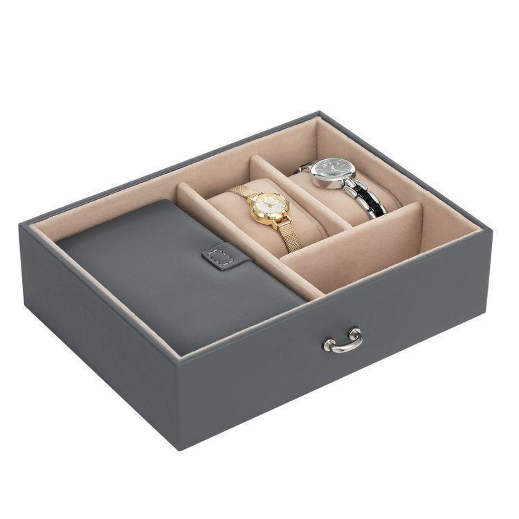 Jewelry Organizer Case with 2 Drawers Gray FredCo